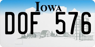 IA license plate DOF576