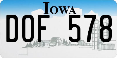 IA license plate DOF578