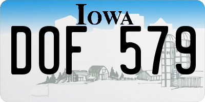 IA license plate DOF579