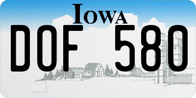 IA license plate DOF580