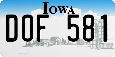 IA license plate DOF581