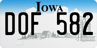 IA license plate DOF582