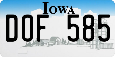 IA license plate DOF585