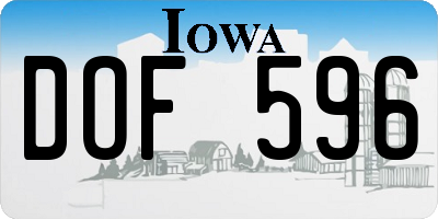 IA license plate DOF596