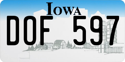 IA license plate DOF597