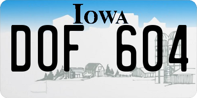 IA license plate DOF604