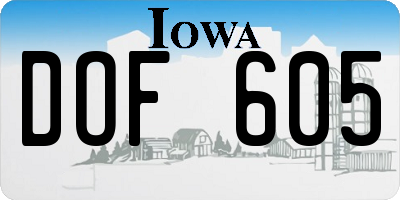 IA license plate DOF605
