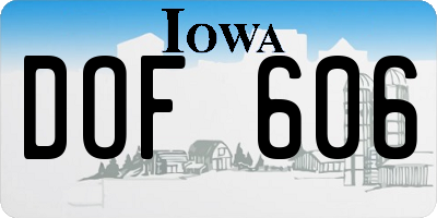 IA license plate DOF606