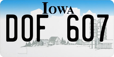 IA license plate DOF607