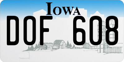 IA license plate DOF608