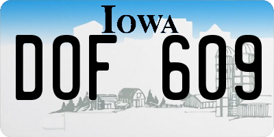 IA license plate DOF609