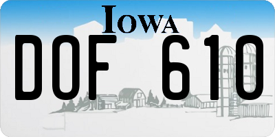 IA license plate DOF610