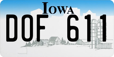 IA license plate DOF611