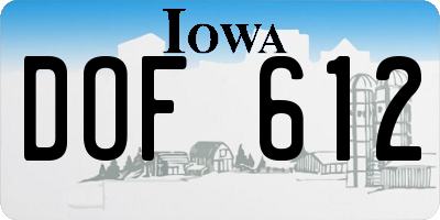 IA license plate DOF612
