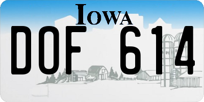 IA license plate DOF614