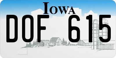 IA license plate DOF615