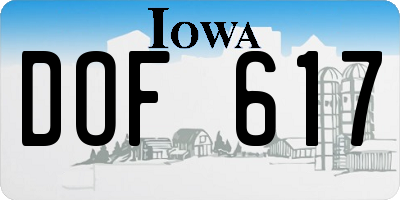 IA license plate DOF617