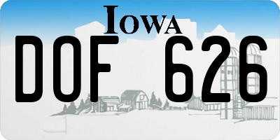 IA license plate DOF626
