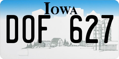 IA license plate DOF627