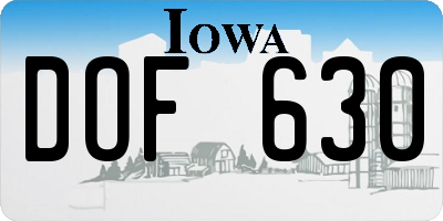 IA license plate DOF630