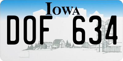 IA license plate DOF634