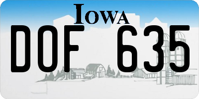 IA license plate DOF635