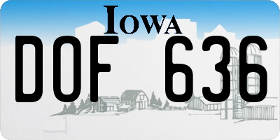 IA license plate DOF636