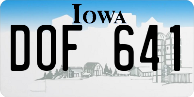 IA license plate DOF641