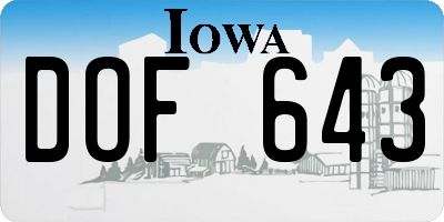 IA license plate DOF643