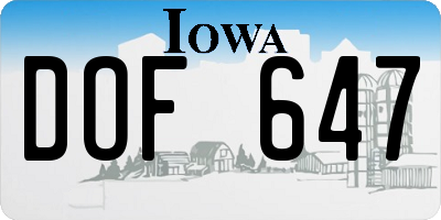 IA license plate DOF647