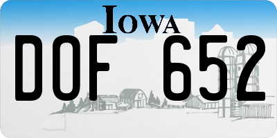 IA license plate DOF652