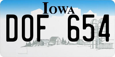 IA license plate DOF654