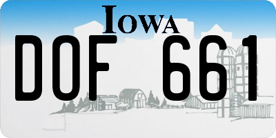IA license plate DOF661