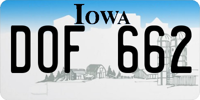 IA license plate DOF662