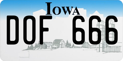 IA license plate DOF666
