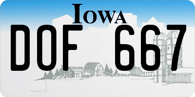IA license plate DOF667