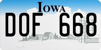 IA license plate DOF668
