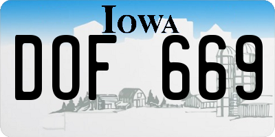 IA license plate DOF669