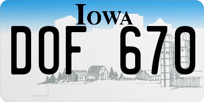 IA license plate DOF670