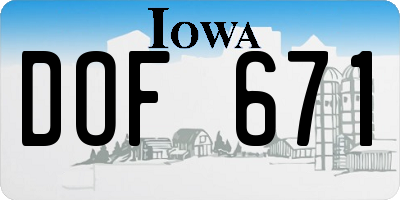 IA license plate DOF671