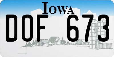 IA license plate DOF673