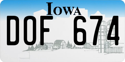 IA license plate DOF674