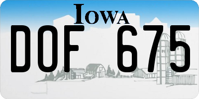 IA license plate DOF675
