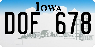 IA license plate DOF678