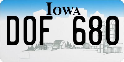 IA license plate DOF680