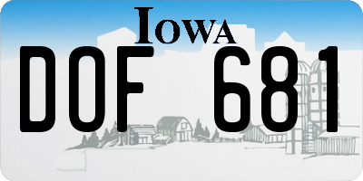 IA license plate DOF681