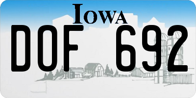 IA license plate DOF692