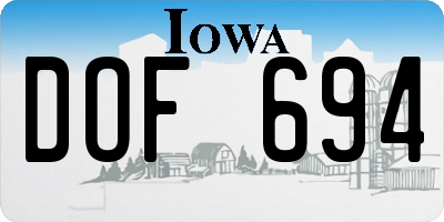 IA license plate DOF694
