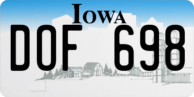 IA license plate DOF698