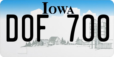 IA license plate DOF700